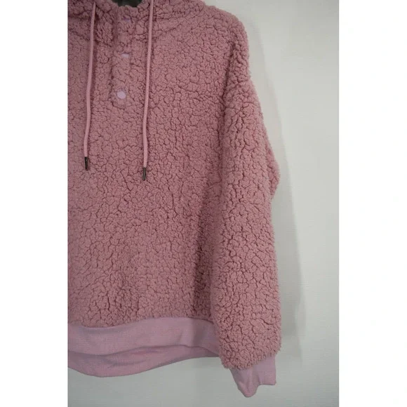 Z By Zella Womens Rare Form Faux Shearling Pullover Hoodie Funnel Long Sleeves M - Picture 7 of 7